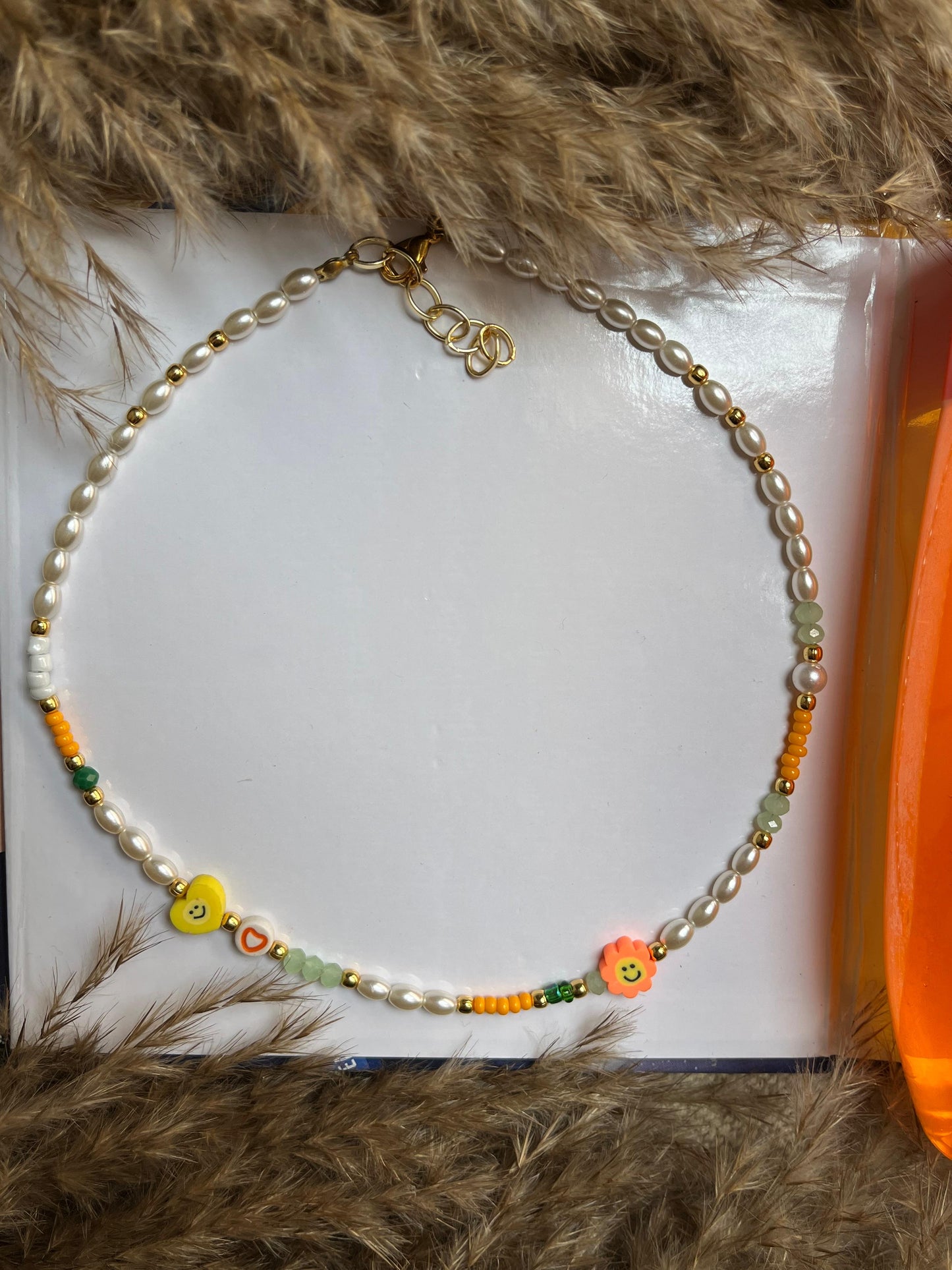 Orange Aloe Beaded Necklace