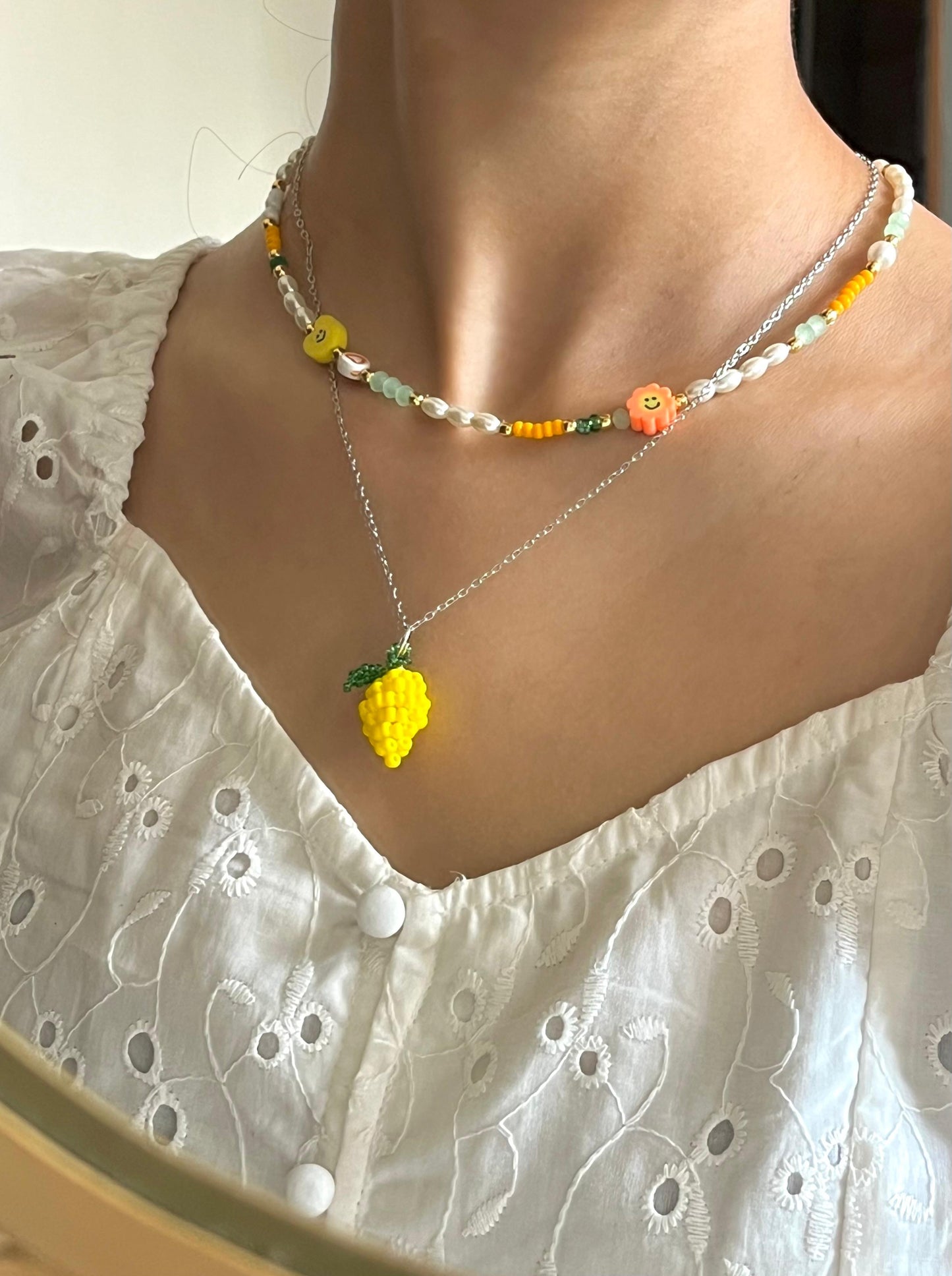 Orange Aloe Beaded Necklace
