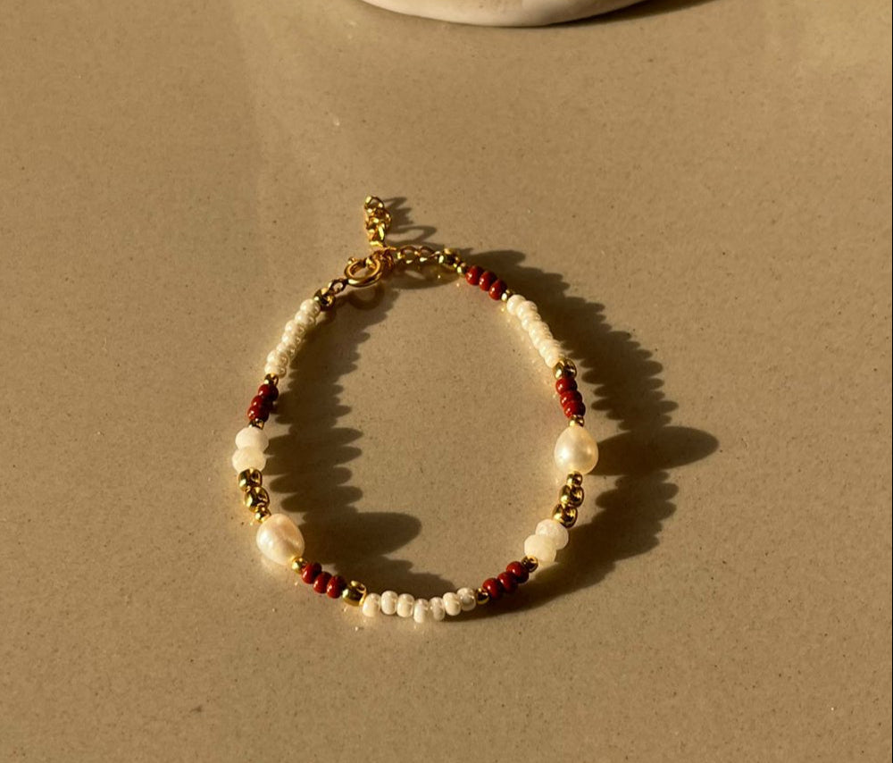 Pearl & Brown Seed Bead Bracelet