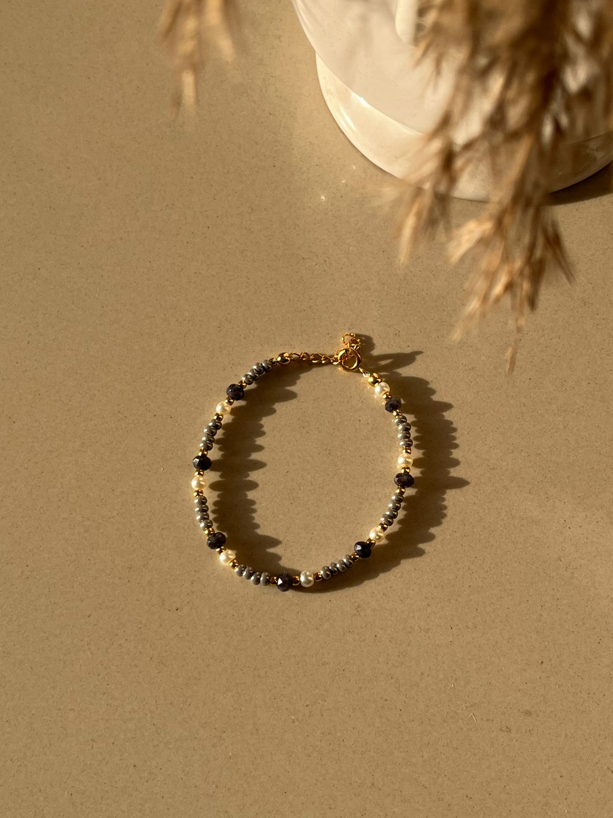 Black Onyx & Seed Bead Bracelet