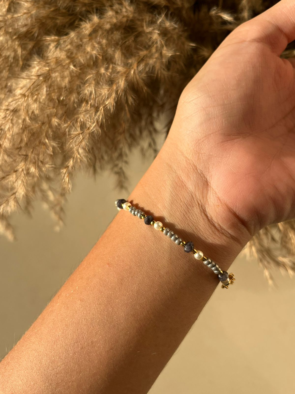 Black Onyx & Seed Bead Bracelet