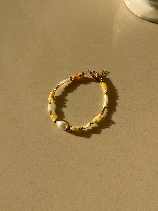 Yellow Aventurine Pearl Bracelet