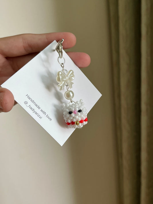 Beaded Cat Keychain