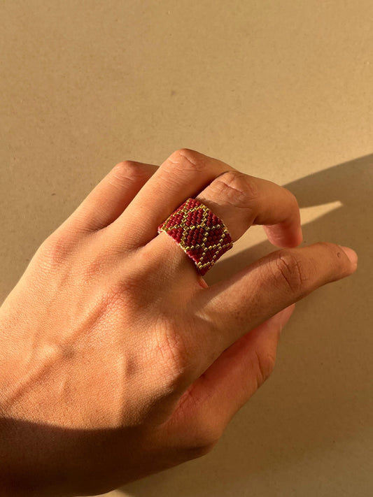 Brown & Golden Miyuki beaded RIng