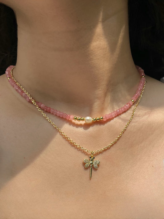 Rose Quartz beaded necklace