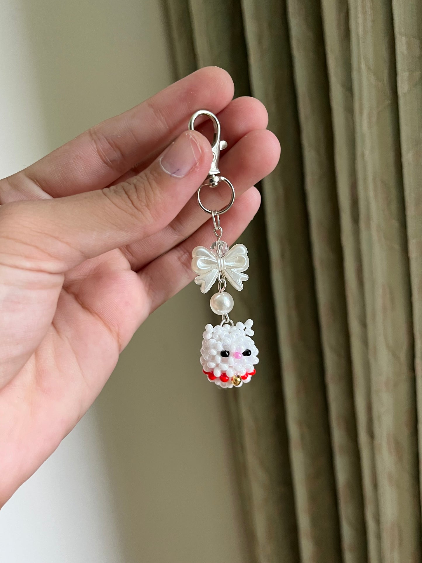 Beaded Cat Keychain