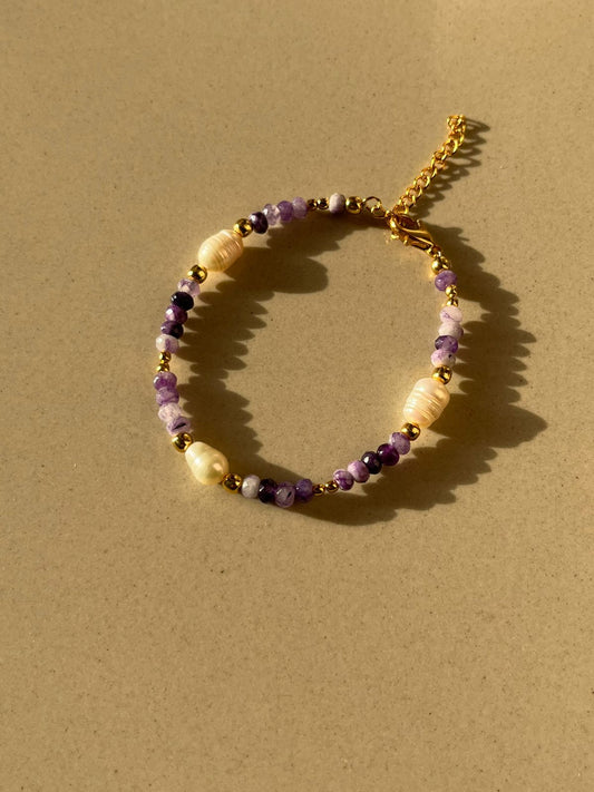 Amethyst Pearl Bracelet