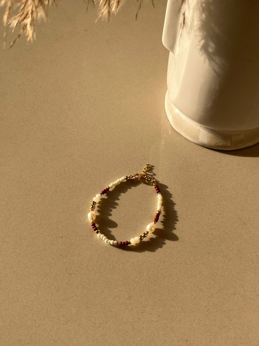 Pearl & Brown Seed Bead Bracelet