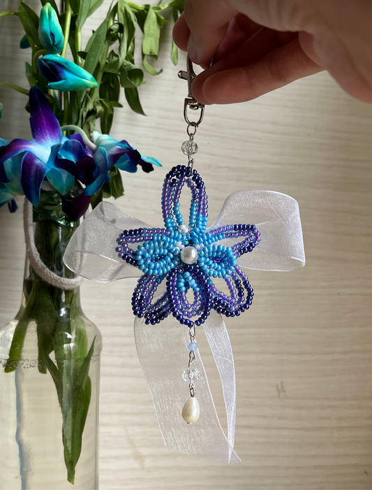 Beaded Orchid Charm