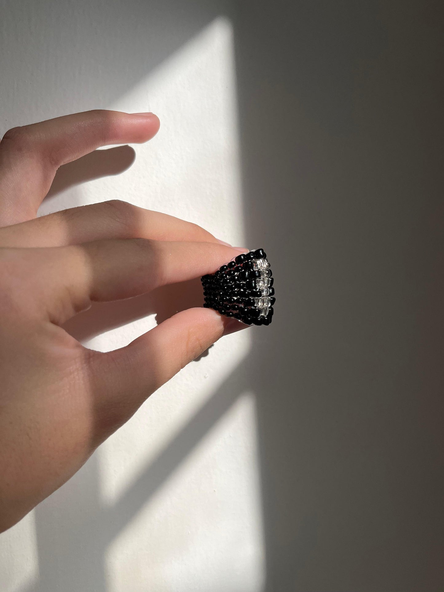 Hand woven Black Mystic ring