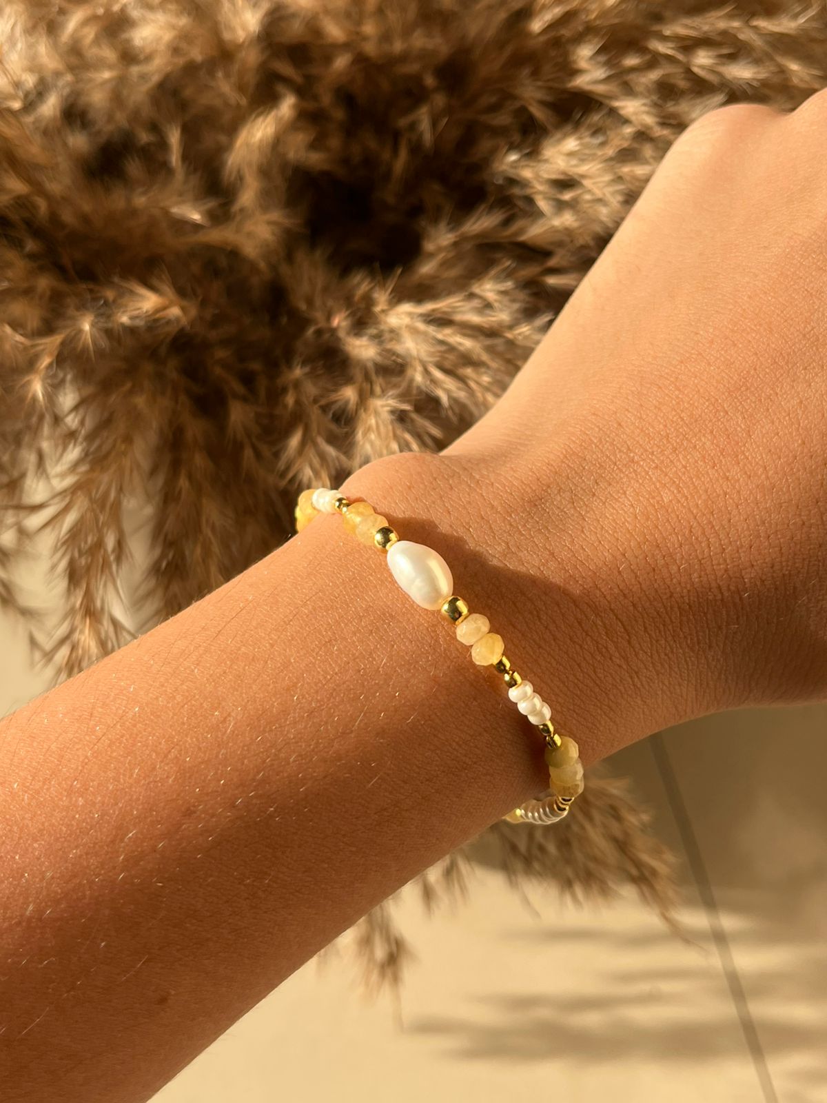 Yellow Aventurine Pearl Bracelet