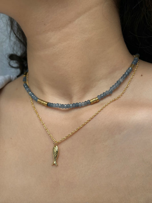 Blue Sapphire beaded necklace