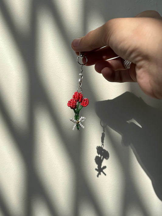 Red Tulip Bouquet Charm