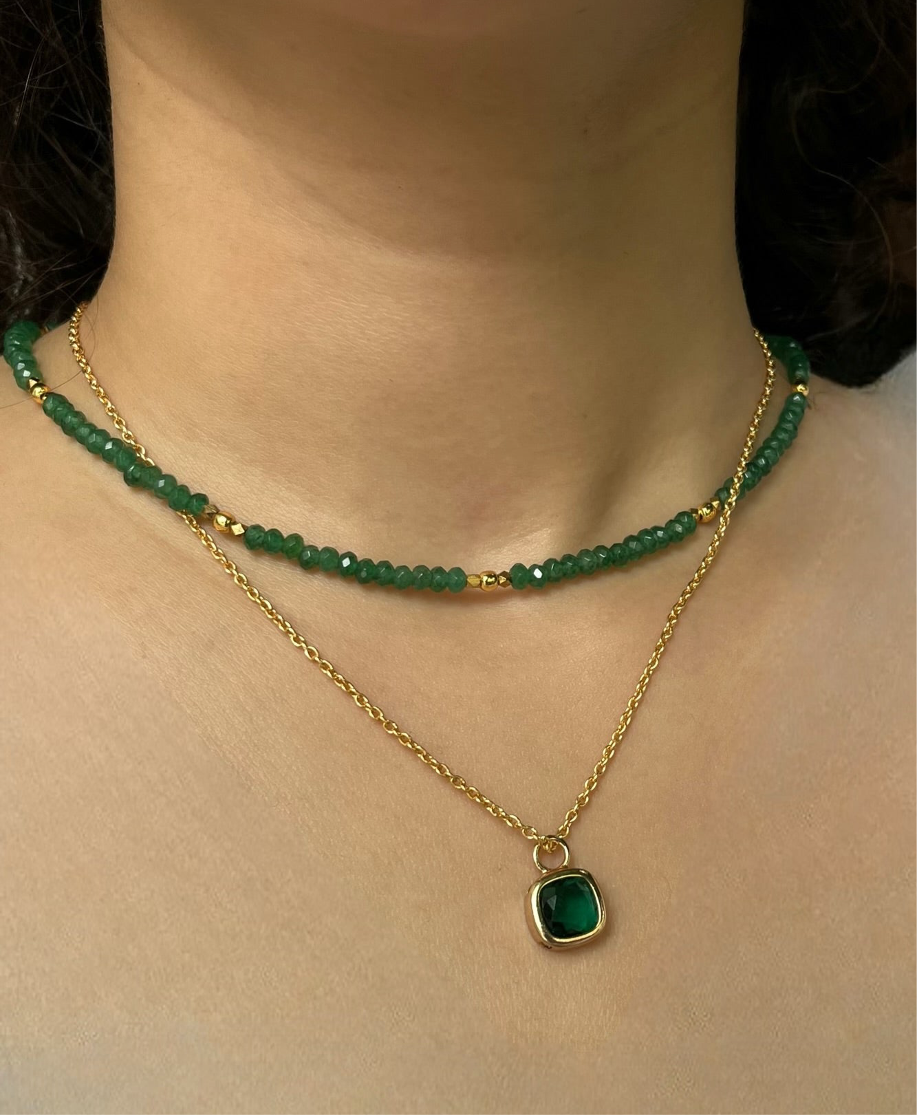 Green Onyx beaded necklace